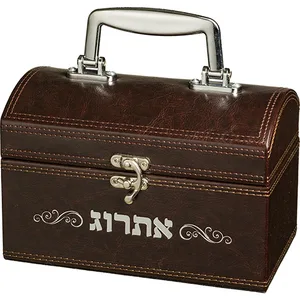 קופסא מהודרת לאתרוג דמוי עור עם ידית ומנעול 13X19 ס"מ, UK49247, ארט יודאיקה