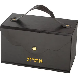 קופסא מהודרת לאתרוג דמוי עור עם ידית ומנעול 13x19 ס"מ, UK81761, ארט יודאיקה