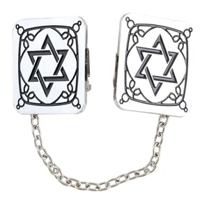 קליפס לטלית ניקל מגן דויד 3X3 ס"מ עם שרשרת, UK05954, ארט יודאיקה