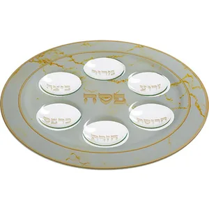 קערת פסח זכוכית מהודרת 35 ס"מ, UK42726, ארט יודאיקה