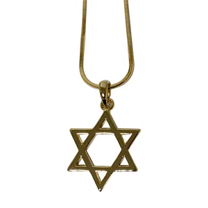 שרשרת רודיום 45 ס"מ מגן דוד מוזהב גדול 2 ס"מ (5 באריזה), UK90880, ארט יודאיקה