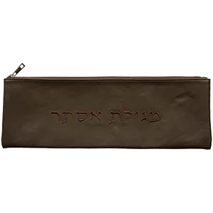תיק מגילת אסתר מפיו חום כהה עם רקמה 31.5X14 ס"מ, UK66643, ארט יודאיקה