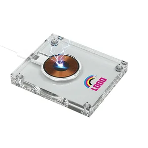 מטען אלחוטי שולחני אקרילי שקוף 15W עם תאורת אווירה, 5401 זיאוס