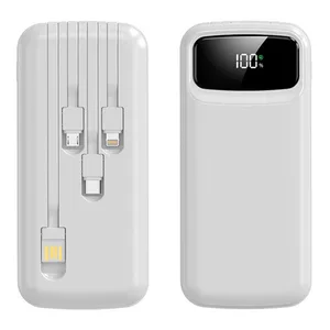 פאוור בנק סוללת גיבוי 20,000mAh הכולל 4 כבלים מובנים, 5373 זיאוס