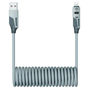 כבל טעינה 4 ב-1 מהיר במיוחד 60W/27W ספירלה תואם Type-C/iOS/Android כולל DATA, 5306 זיאוס