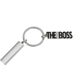 מחזיק מפתחות מתכתי "הבוס THE BOSS" עם לוחית מלבנית למיתוג, 5263 זיאוס