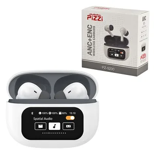 אוזניות איכותיות EarBuds F11 PiZZi אלחוטיות Bluetooth עם מסך טאץ´ ותצוגה בעברית ובית טעינה קומפקטי, PZ 5230 זיאוס