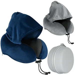 "MEMORY FOAM" כרית נסיעות לצוואר מרופדת עם קפוצ´ון בתיק PVC קשיח עגול, 5237 זיאוס