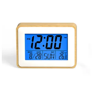 שעון מעורר דיגיטלי LCD לקיר / שולחן עם תאורת לד כחולה מסגרת במבוק, 5163 זיאוס