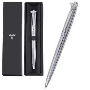 עט X-Pen עם סמל הרפואה גימור כסוף מבריק במארז מתנה, 5161 זיאוס