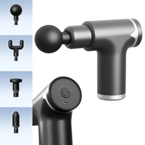 מכשיר אקדח עיסוי מקצועי עם 4 ראשים מתחלפים, 6 מהירויות חיבור וטעינת USB, 5166 זיאוס