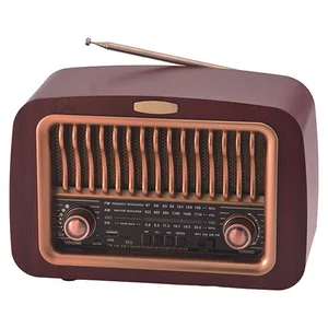 רדיו רטרו Bluetooth גדול משולב עם רמקול ונגן MP3 כולל חיבור לכל הניידים, עץ מהגוני, 5172 זיאוס