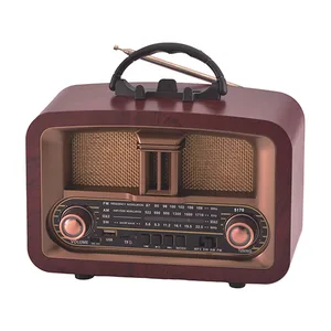 רדיו רטרו Bluetooth בינוני משולב עם רמקול ונגן MP3 כולל חיבור לכל הניידים, עץ מהגוני, 5170 זיאוס