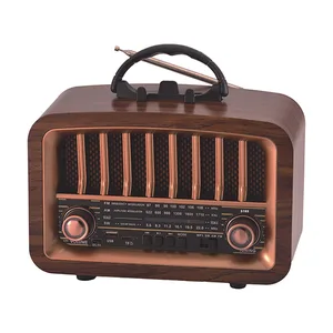 רדיו רטרו Bluetooth בינוני משולב עם רמקול ונגן MP3 כולל חיבור לכל הניידים, עץ אגוז, 5169 זיאוס