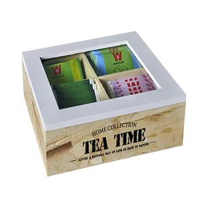 "TEA TIME" מארז עץ טבעי לתה, 4 תאים, 4286 זיאוס