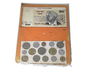 שטר כסף ישראלי ישן ומטבעות ישנים .
