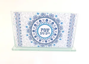 מחזיק גפרורים זכוכית עם הדפסה "הדלקת נרות"