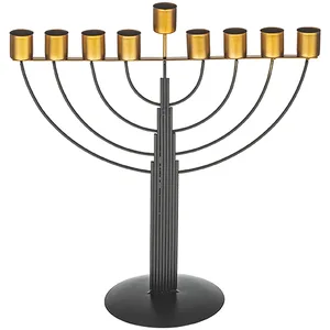 807 פריץ חנוכיית חוטים חצי עגול לשמן - שחור 30 ס"מ, UK42821, ארט יודאיקה