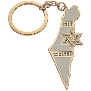 מחזיק מפתחות זהב בצורת מפת ישראל 5 ס"מ, UK42597, ארט יודאיקה