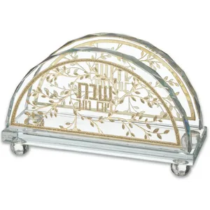 מפיון קריסטל מהודר עם פלקטה "פרחים" 15.5X10 ס", UK82797, ארט יודאיקה