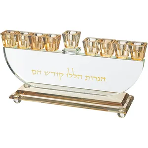 פריץ חנוכייה קריסטל מהודרת 29X14 ס"מ, UK81803, ארט יודאיקה