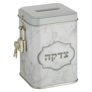 קופת צדקה פח מרובעת "שיש" 10 ס"מ, UK49384, ארט יודאיקה