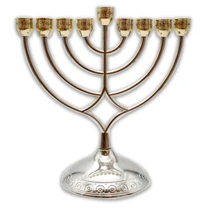 חנוכייה מתכת מהודרת עם קנים זהב 16X18 ס"מ, UK49379, ארט יודאיקה