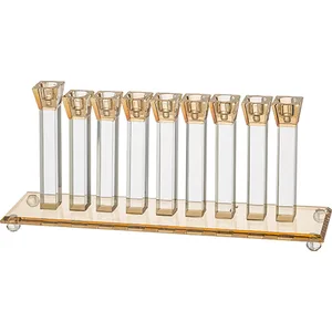 חנוכייה קריסטל מהודרת 16X39 ס"מ, UK40815, ארט יודאיקה