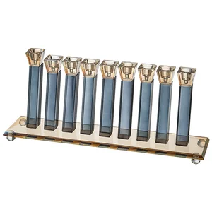 חנוכייה קריסטל מהודרת 16X39 ס"מ, UK41736, ארט יודאיקה
