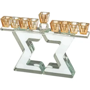 חנוכייה קריסטל מהודרת 17 ס"מ, UK80383, ארט יודאיקה