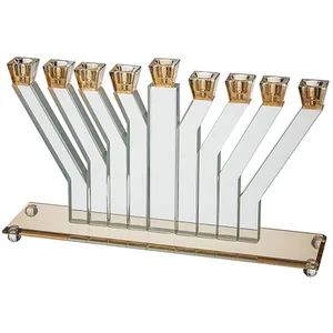 חנוכייה קריסטל מהודרת 21X33 ס"מ, UK41739, ארט יודאיקה