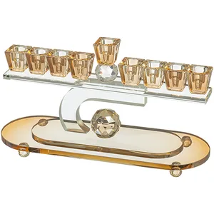 חנוכייה קריסטל מהודרת 28X17 ס"מ, UK81798, ארט יודאיקה