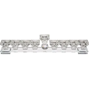 חנוכייה קריסטל מהודרת 37x6 ס"מ, UK42156, ארט יודאיקה