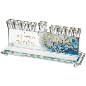 חנוכייה קריסטל מהודרת 7X28 ס"מ, UK40032, ארט יודאיקה