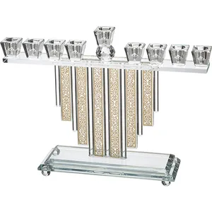 חנוכייה קריסטל מהודרת עם פלקטה 30X26 ס"מ, UK42002, ארט יודאיקה
