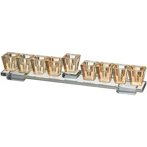 חנוכיית קריסטל מהודרת עם בסיס 28X9 ס"מ, UK80604, ארט יודאיקה