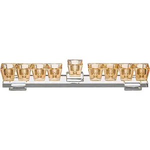 חנוכיית קריסטל מהודרת עם בסיס 7x28 ס"מ, UK42153, ארט יודאיקה